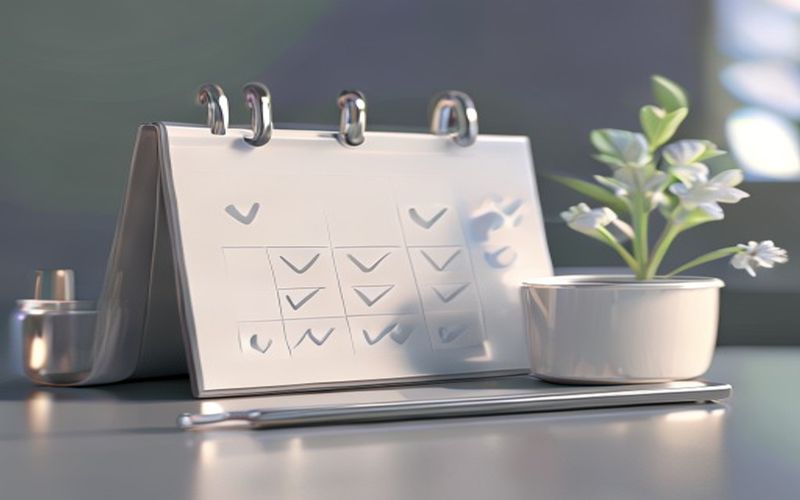 Calendar with check marks showing a 2 to 4 week timeline for taking probiotics