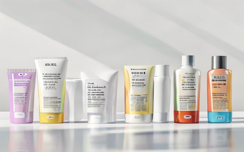 Various sunscreen products lined up showing different SPF and PA ratings